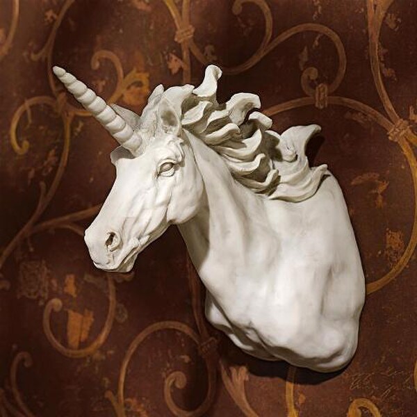 Unicorn Wall Sculpture Bust Horn Horse Decor Hanging Gothic Statuary